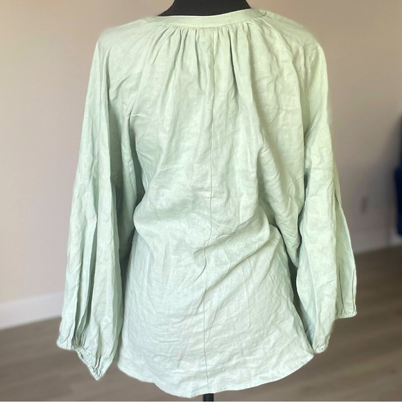 Light Sage Green Long Sleeve Blouse Top - Picture 2 of 11